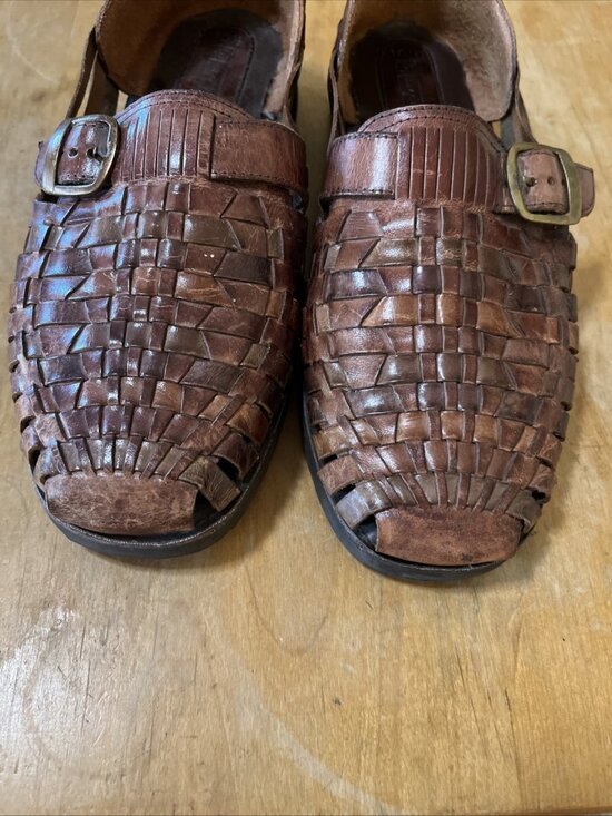 Stacy Adams Men Woven Leather Sandals Brown Size 10.5 Rubber Sole USA Closed Toe main image 9